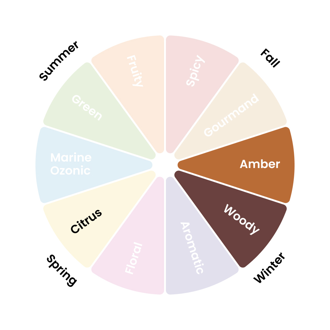Kindred notes on a fragrance wheel.
